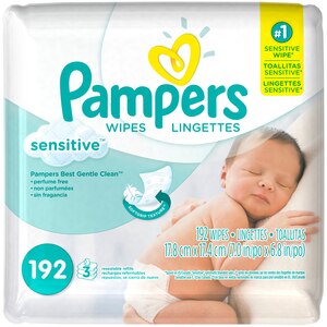 Pampers Wipes Sensitive Refill Packs 3-64ct