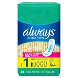 Always Ultra Thin Size 1 Pads, Unscented, Regular, thumbnail image 1 of 1