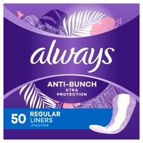 Always Xtra Protection Daily Liners Regular Unscented, 50 Count