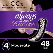 Always Discreet Boutique Incontinence Pads, Moderate Absorbency, Regular Length, 48 Count