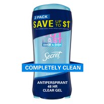 Secret Outlast Clear Gel Antiperspirant Deodorant for Women, Completely Clean 2.6 oz (Pack of 2)