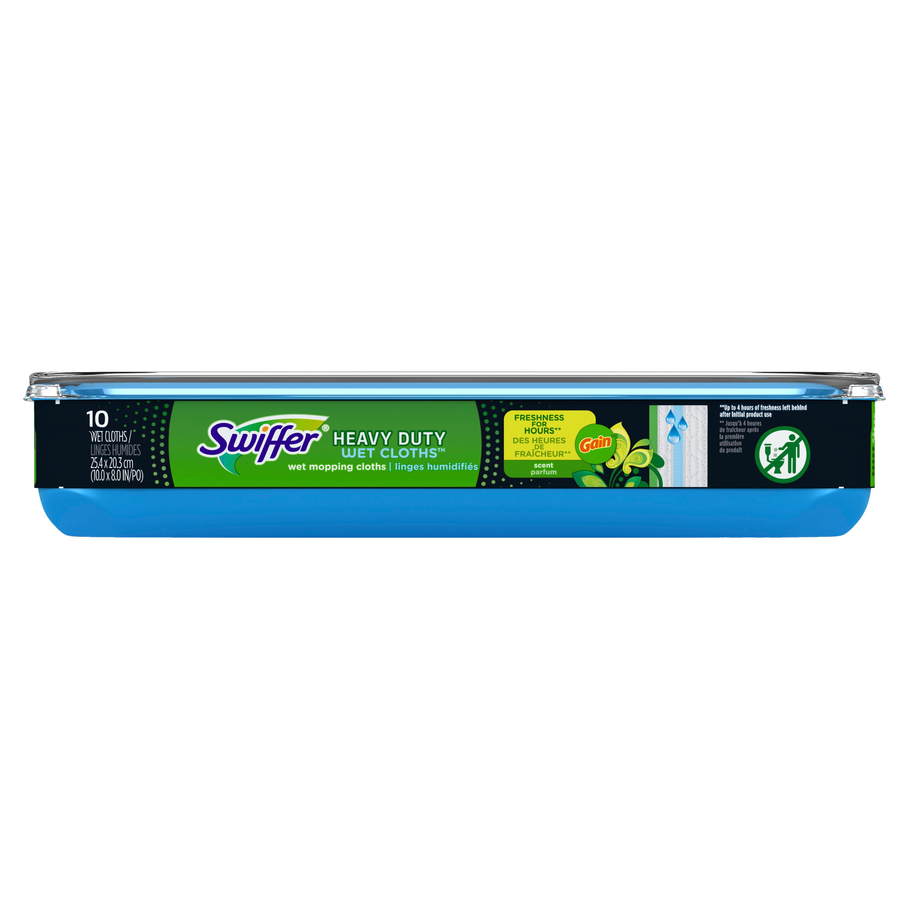 Swiffer Heavy Duty Wet Mopping Cloths Multi Surface Refills, Gain Scent, 10 CT