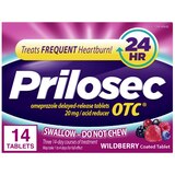 Prilosec OTC Frequent Heartburn Relief Medicine and Acid Reducer, Wildberry Flavor – Omeprazole Delayed-Release Tablets 20mg - Proton Pump, thumbnail image 1 of 1