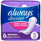 Always Discreet Incontinence Pads for Women, Extra Heavy Absorbency, 33 Count, thumbnail image 1 of 1