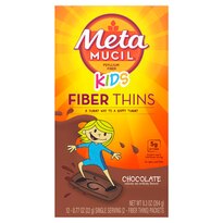 Metamucil Kids Fiber Thins, Chocolate Flavored Dietary Fiber Supplement Snack with Psyllium Husk, 12 Servings