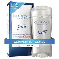 Secret Clinical Strength Antiperspirant and Deodorant for Women Clear Gel, Completely Clean 2.6 oz