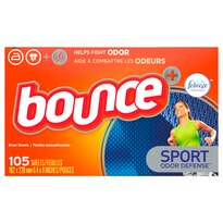 Bounce Fabric Softener Dryer Sheets with Febreze Freshness, Sport Odor Defense