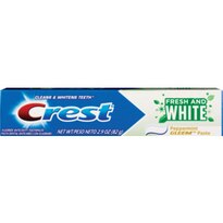 Crest Fresh and White Gleem Anticavity Whitening Toothpaste Peppermint Flavor, 2.9 OZ