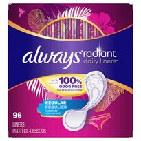 Always Radiant Daily Liners, Unscented, 96 Count