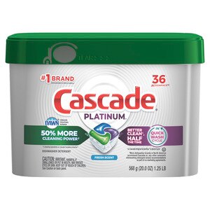 Cascade Platinum Fresh Scent ActionPacs Dishwasher Detergent, 36 CT