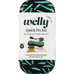 Welly Quick Fix Floral First Aid Travel Kit with hand sanitizer - 24 CT