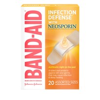 Band-Aid Brand Bandages with Neosporin Antibiotic, Assorted Sizes, 20 ct