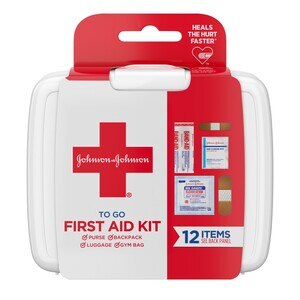 Johnson & Johnson First Aid To Go! Portable Mini Travel Kit, 12 pieces