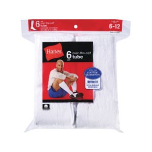 Hanes Socks Men's Over-The-Calf Tube Size 6-12 White