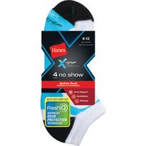 Hanes Men's No Show Socks, White, Size 6-12, 4-Pack