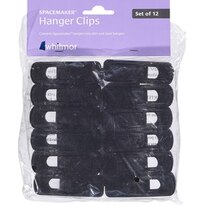 Whitmor 12 piece Spacemaker Hanger Clips, Black