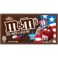 M&M's Red, White & Blue Milk Chocolate Candy Share Size Pouch, 3.14 OZ