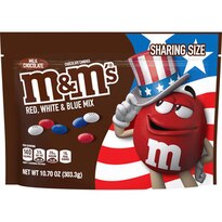 M&M's Red, White & Blue Patriotic Milk Chocolate Candy, Share Size Bag, 10.7 OZ