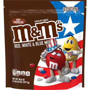 M&M's Red, White & Blue Patriotic Milk Chocolate Candy, Party Size Bag, 38 OZ