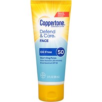 Coppertone Defend & Care Sunscreen Oil Free Face Lotion SPF 30, 3 OZ