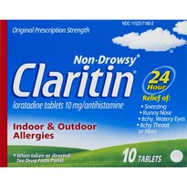 Claritin 24-Hour Non-Drowsy Antihistamine Tablets, 10CT