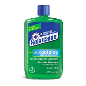 Solarcaine Cool Aloe Burn Relief Formula Pain Relieving Gel with Lidocaine HCl, 8 OZ