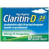 Claritin-D 24 Hour Non-Drowsy Indoor & Outdoor Allergies, Allergy & Congestion Extended Release Tablets, thumbnail image 1 of 1