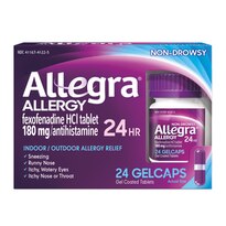 Allegra Allergy Relief Fexofenadine 180mg Gelcaps 24 Hour