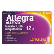 Allegra Allergy Relief Fexofenadine 60mg Tablets 12 Hour