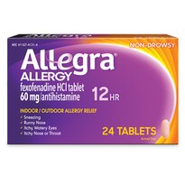 Allegra Allergy Relief Fexofenadine 60mg Tablets 12 Hour