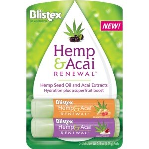 Blistex Hemp & Acai Renewal Lip Balm, Raspberry Ginger and Cherry Cream Flavors