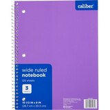 Caliber 3 Subject Notebook Wide Ruled, thumbnail image 1 of 1