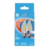 GE LED Daylight 40W Clear Decorative Light Bulbs, 2 CT, thumbnail image 1 of 1