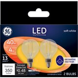 GE Soft White LED 40W Decorative Clear Light Bulbs, G16, 2 CT, thumbnail image 1 of 1