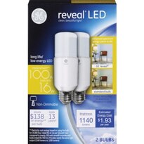 GE Reveal Bright Stik 16w LED Bulb, 2CT