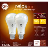 GE Relax HD 100W LED Light Bulbs, A21, 2 CT, thumbnail image 1 of 1