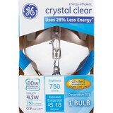 GE Crystal Clear Energy-Efficient 43w Decorative Globe Lightbulb, thumbnail image 1 of 1