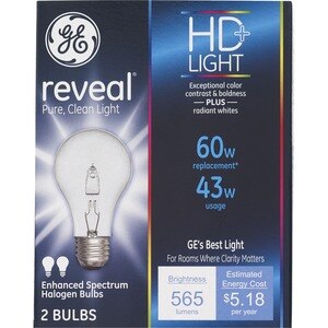 GE Energy-Efficient Reveal 43w Clear Lightbulbs