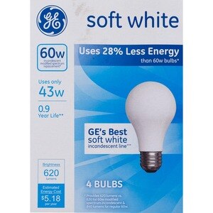 GE Soft White Energy-Efficient 43w Halogen Lightbulbs