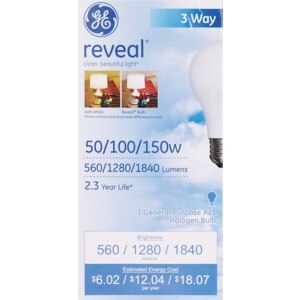 GE Reveal 3 Way 50/100/150W Bulb