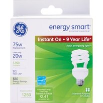 GE Lighting Spiral Compact Fluorescent Bulb 20 Watt 4.7 in . Length Soft White, 2CT