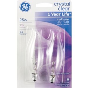 GE Multi-Use 25W Base Bulbs, 2 Crystal Clear