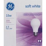 GENERAL ELECTRIC GENERAL PURPOSE SOFT WHITE A 15 WATTS, thumbnail image 1 of 1