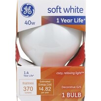 GE Soft White 40w Decorative Medium Base Lightbulb