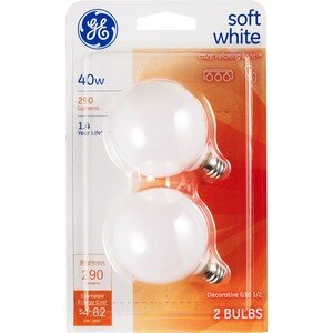 GE 40W Decorative Bulbs, 2 Pack Soft White