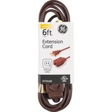 GE 6' Indoor Extension Cord, Brown, thumbnail image 1 of 1