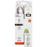 GE Standard 6-Outlet Surge Protector, White, thumbnail image 1 of 1