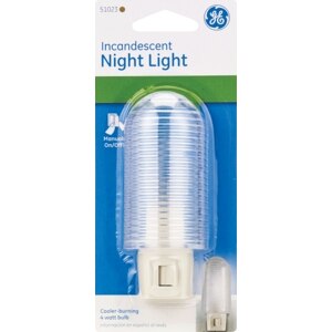 GE Incandescent Night Light with Switch, Clear