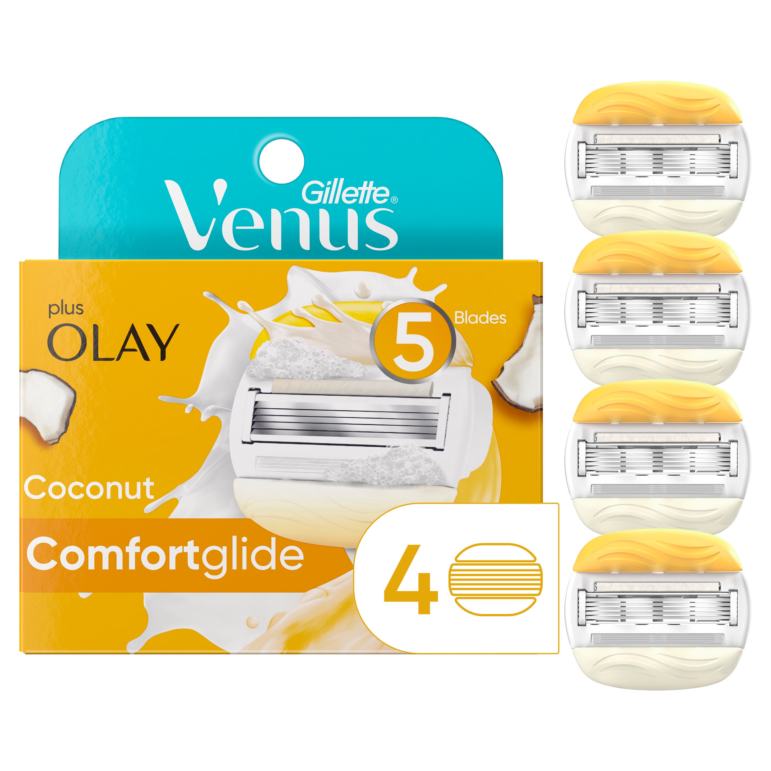 Gillette Venus ComfortGlide plus Olay Coconut Women's Razor Blades - 4 Refills