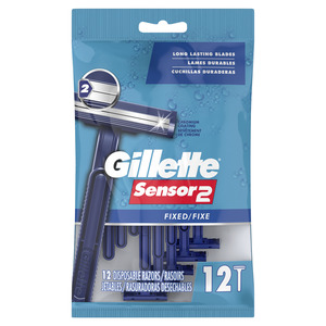 Gillette Sensor2 Fixed Head Disposable Razors, 12 Count